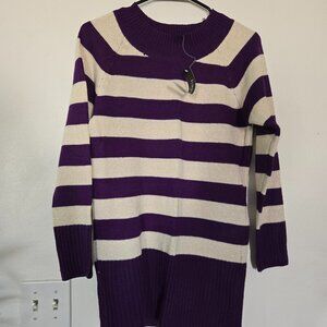 Happie² Striped Sweater Tunic – Purple & Cream, Metallic Thread, NWT